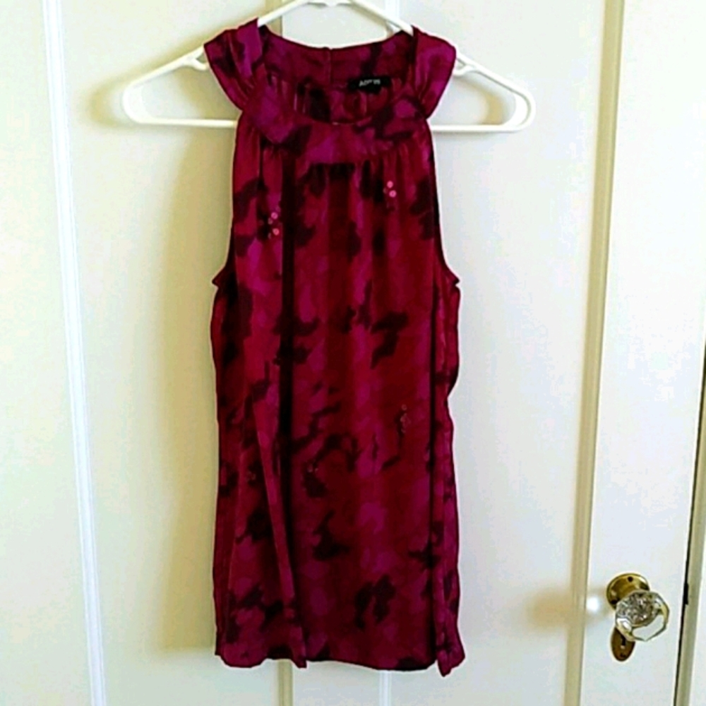 Wine Printed Halter Blouse